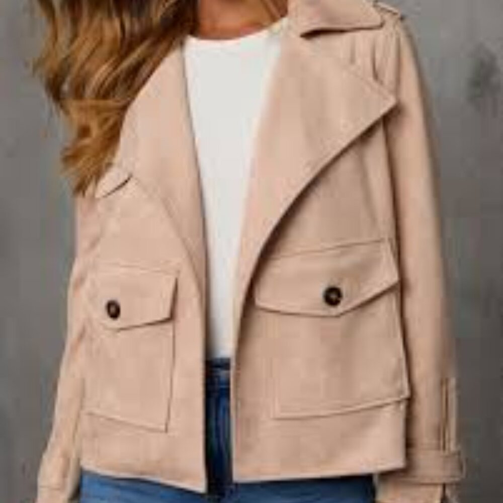 Fate NWOT Faux Suede Trench Jacket, sz S